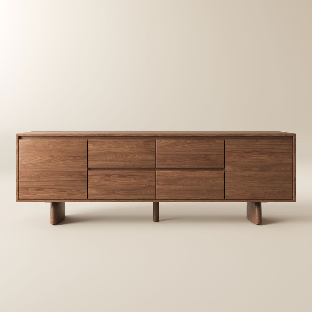 Mid Century Modern Walnut Color MDF TV Stands