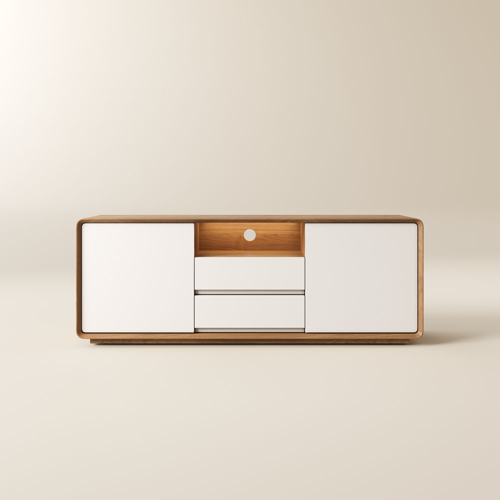 Wood Dark Wood & White MDF TV Stands