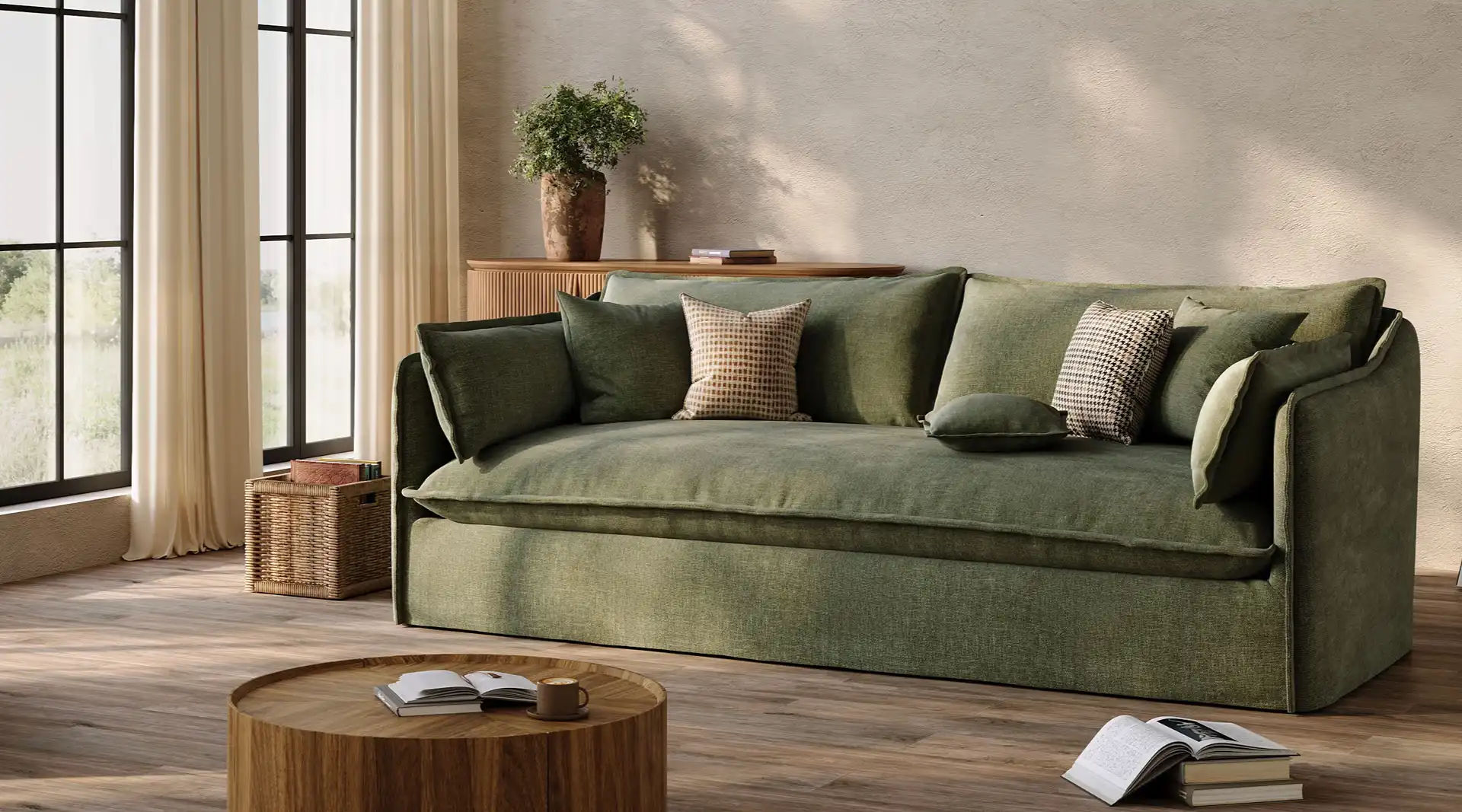 Povison's washable sofa with resilient foam and premium down filling