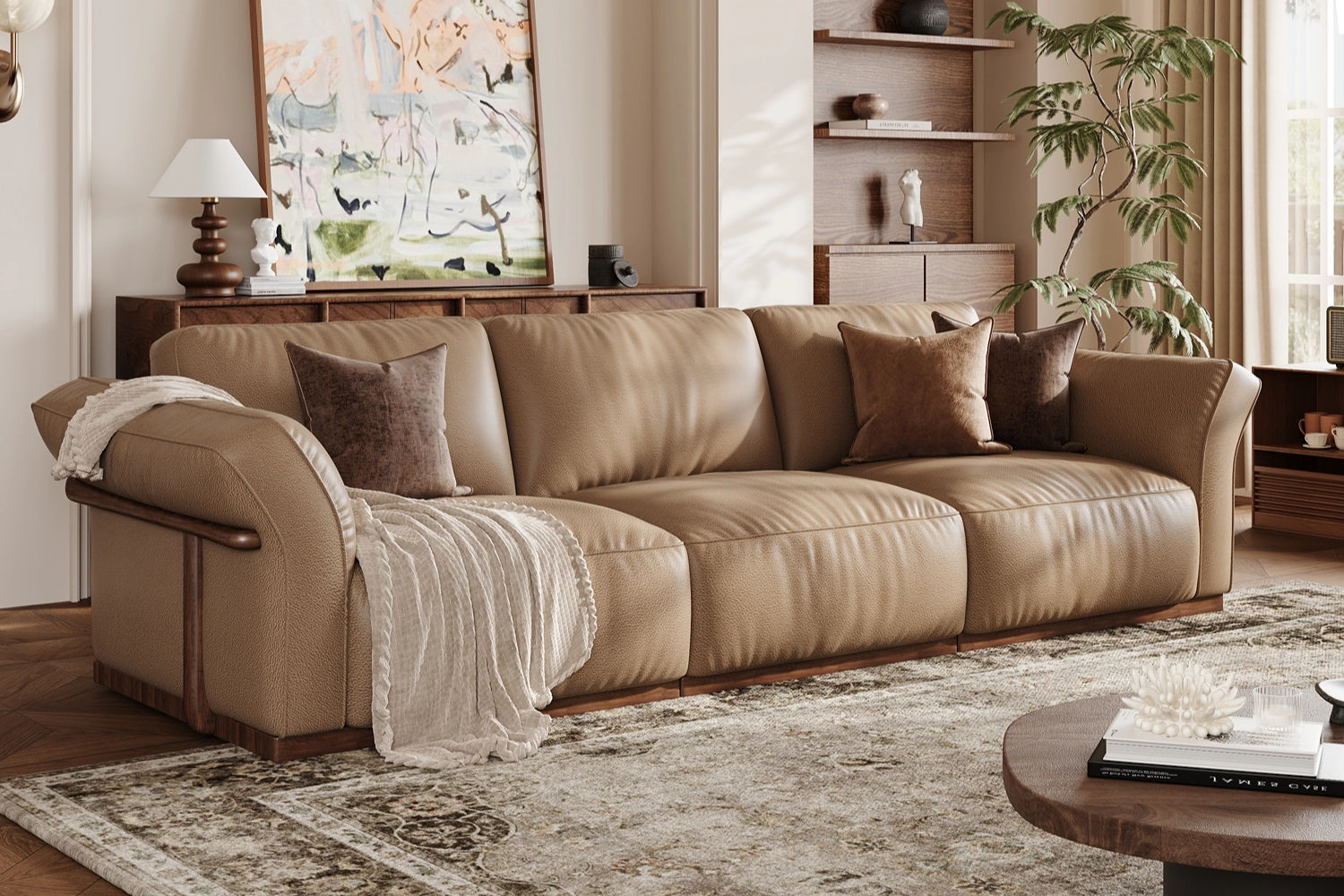 Top grain leather sofa becomes more supple through regular use