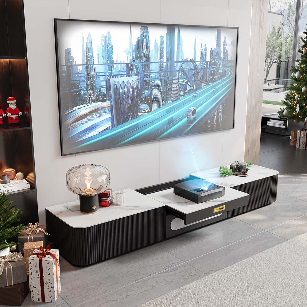 White & Black Sintered Stone Living Room Set