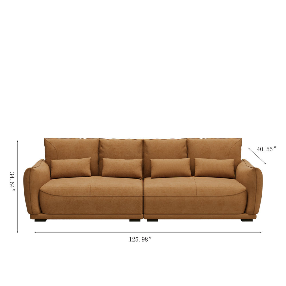 Brown Suede Fabric 4 Seater Sofas