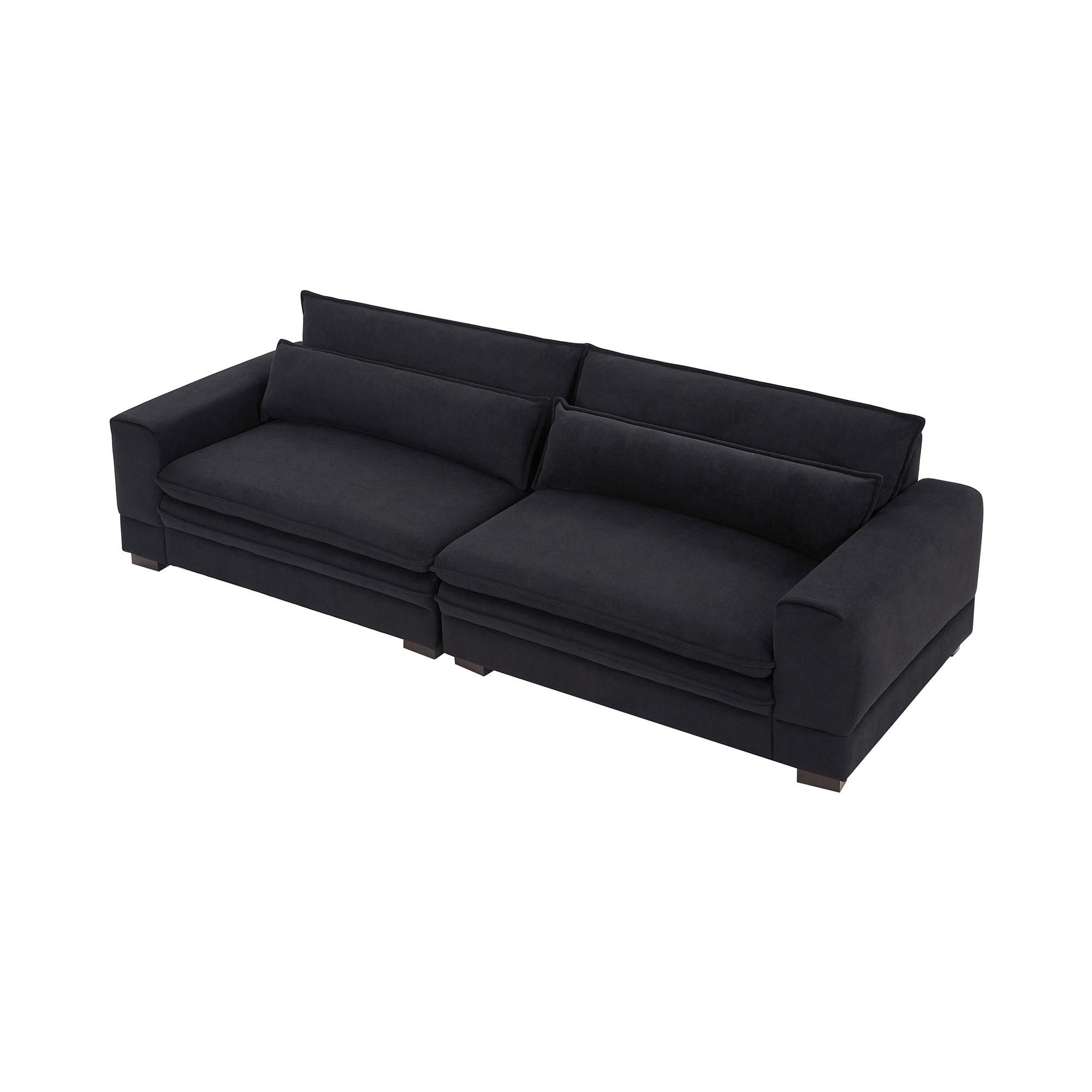 Mid Century Modern Black Fabric 4 Seater Sofas