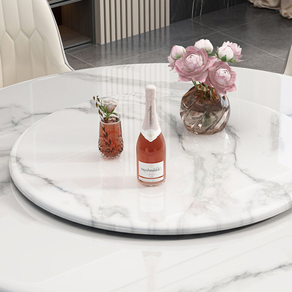 Sintered Stone White Faux Marble Dining Room Set