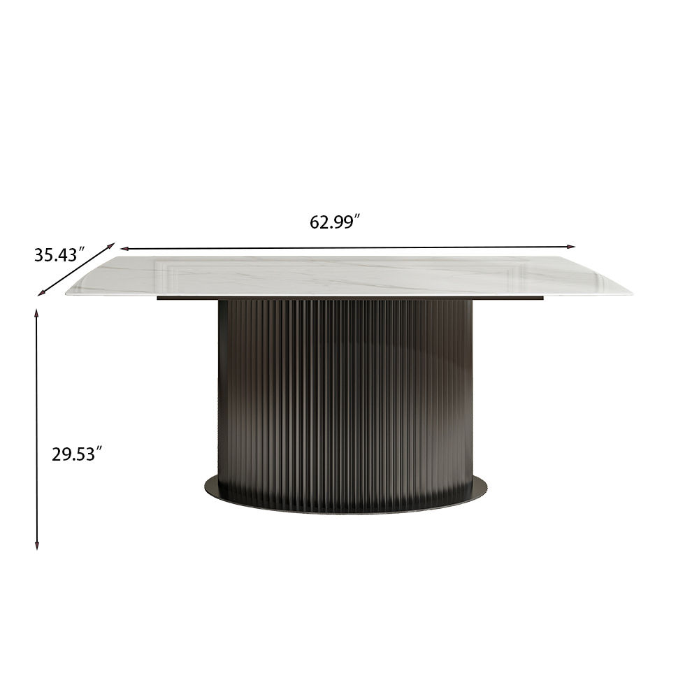 Rectangular White Glossy Sintered Stone Dining Tables