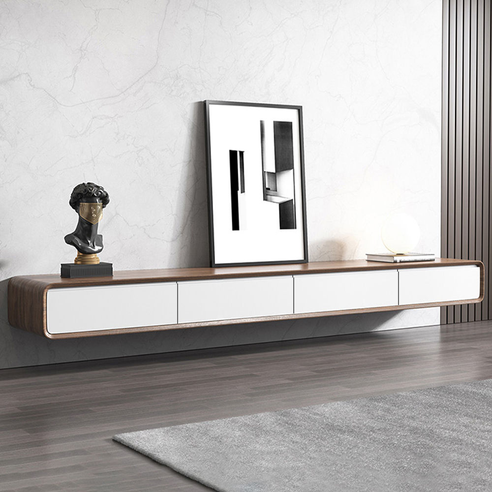 con armadietti Legno scuro e bianco  MDF Supporti TV
