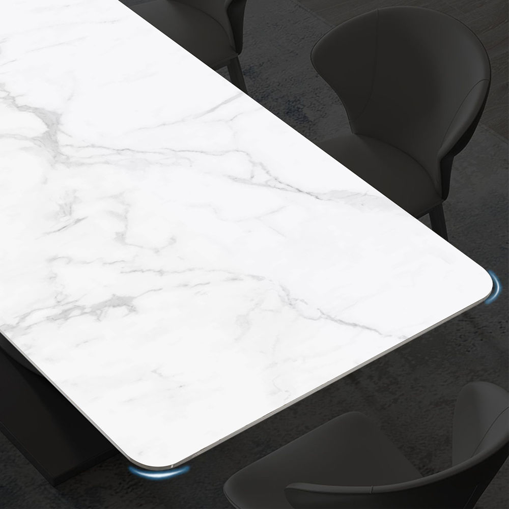 for 4 White & Silver Glossy Sintered Stone Dining Tables