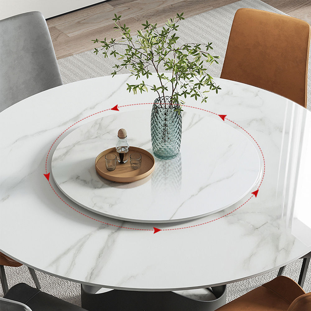 Metal Base White & Black Sintered Stone Dining Tables