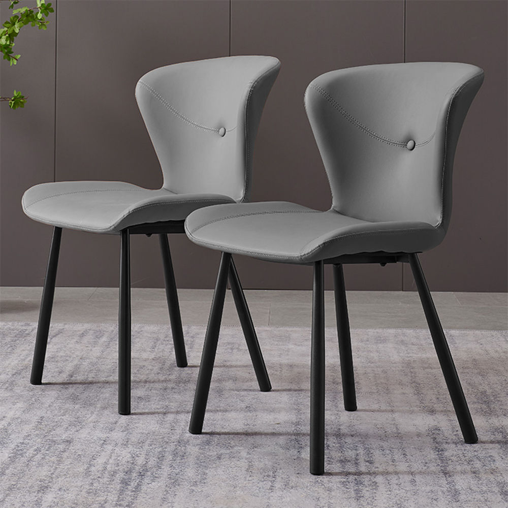 Pure Color Gray PU Dining Chairs