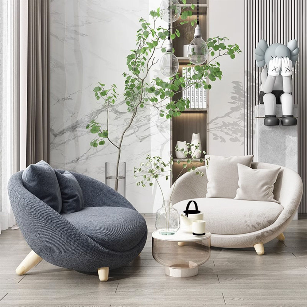 Beige Cotton Linen Accent Chairs