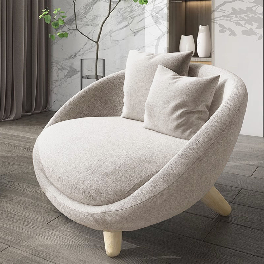 Beige Cotton Linen Accent Chairs