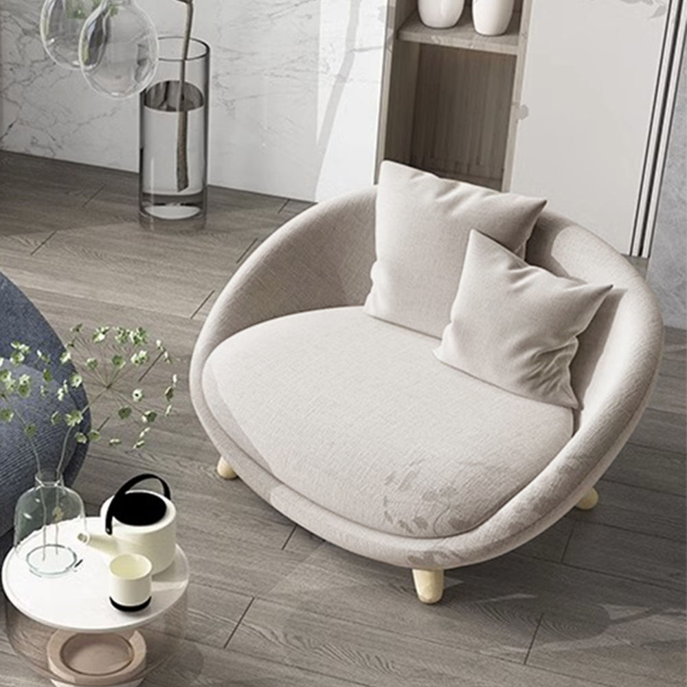 Beige Cotton Linen Accent Chairs