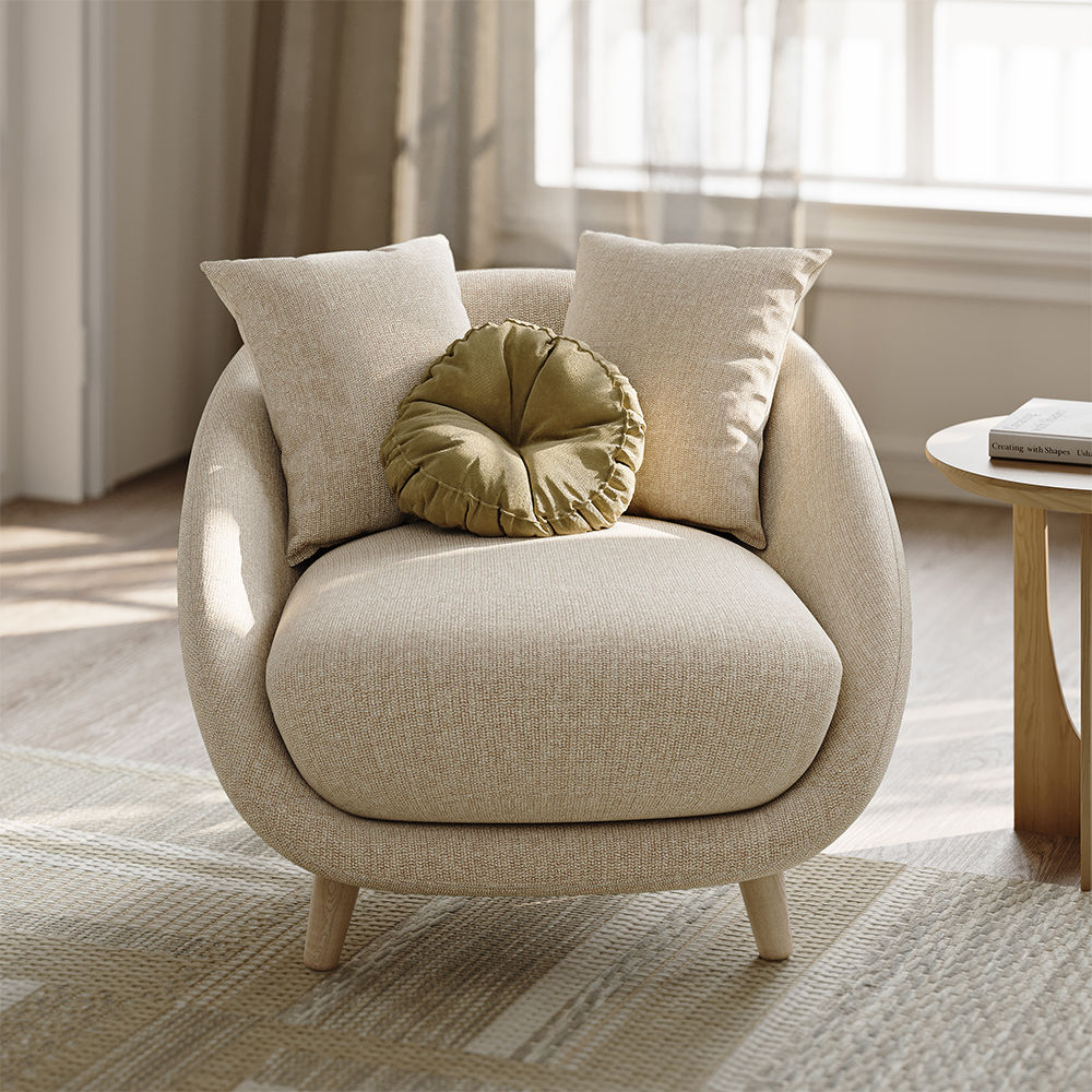 Beige Cotton Linen Accent Chairs