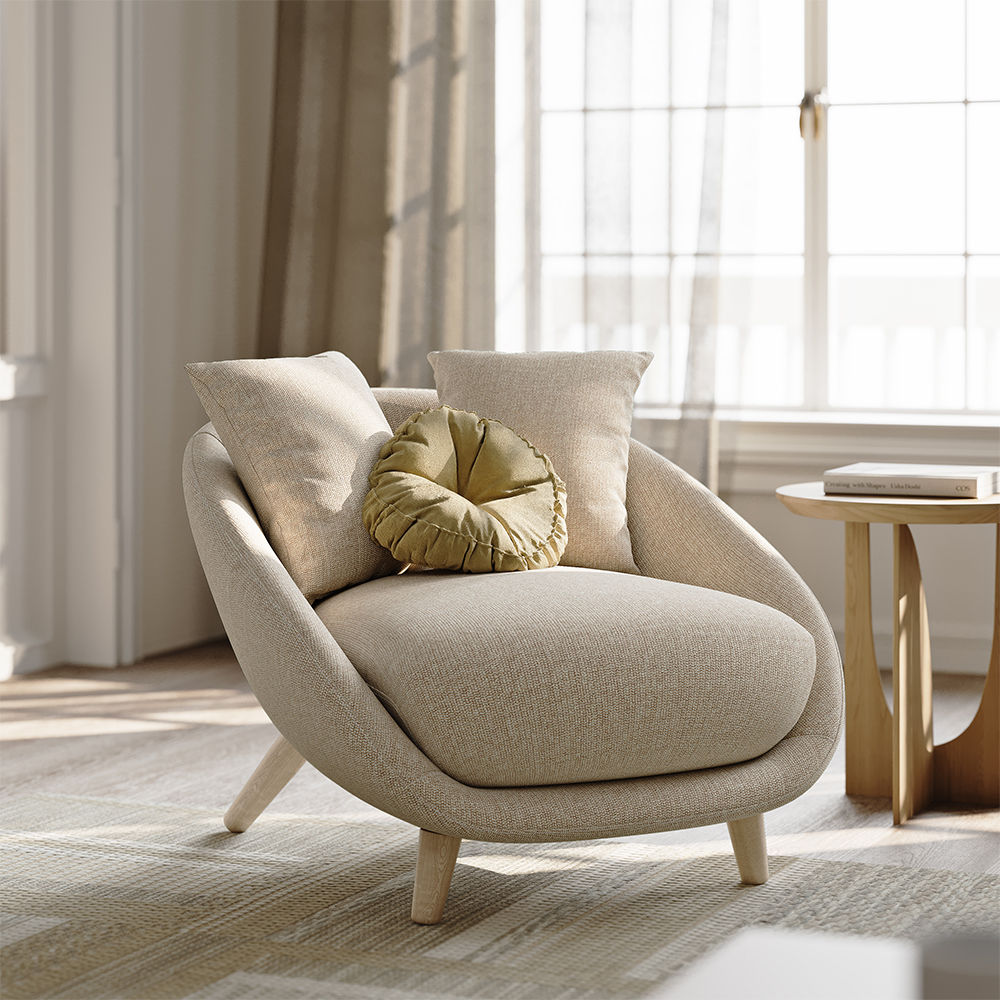 Beige Cotton Linen Accent Chairs