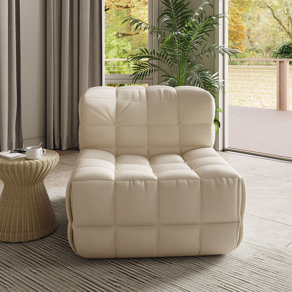 Fully Assemble Beige Corduroy Accent Chairs
