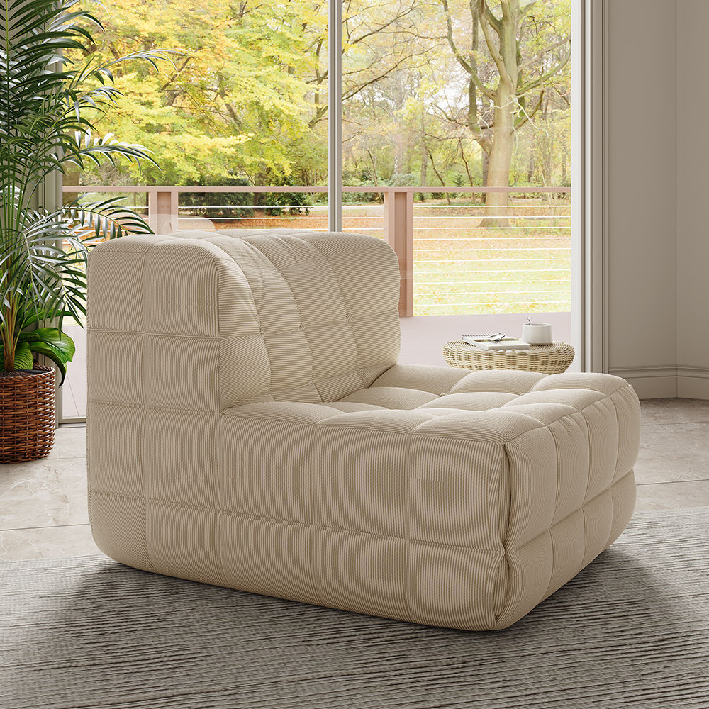 Fully Assemble Beige Corduroy Accent Chairs