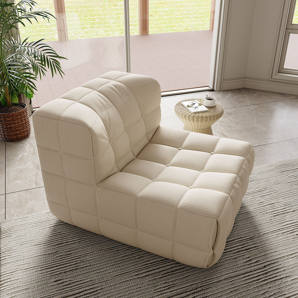 Pure Color Beige Corduroy Accent Chairs