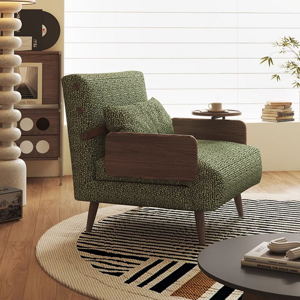 Extendable Green Cotton & Linen Accent Chairs