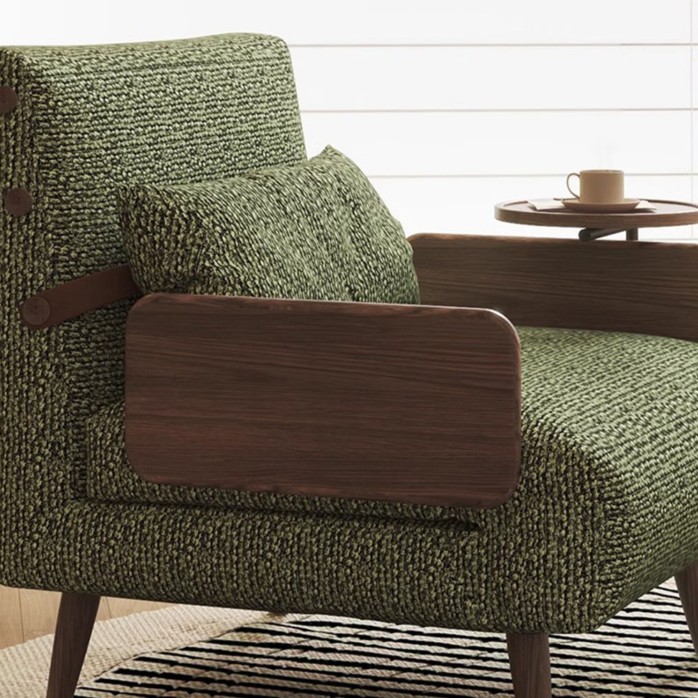 Linen Fabric Green Cotton & Linen Accent Chairs