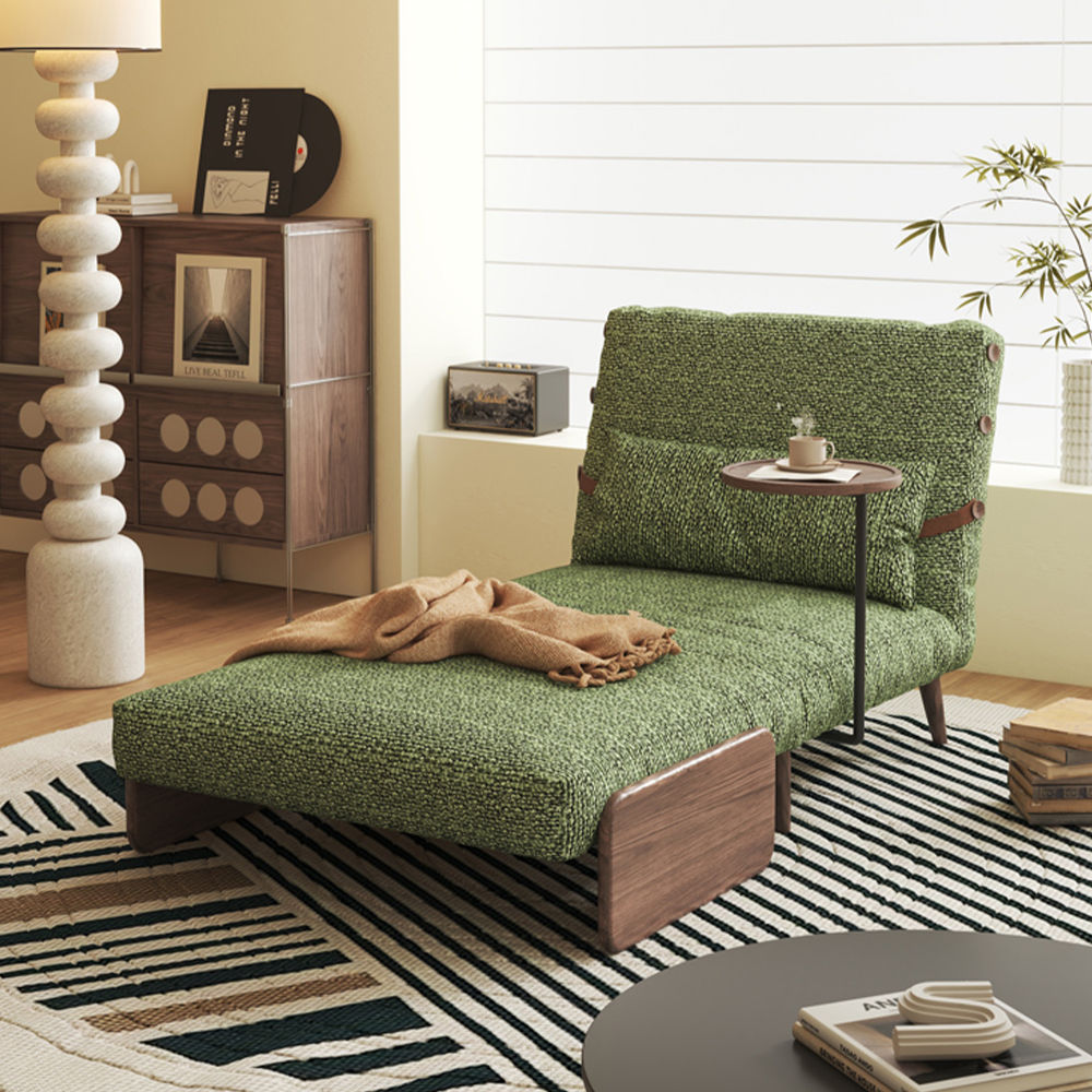 Extendable Green Cotton & Linen Accent Chairs