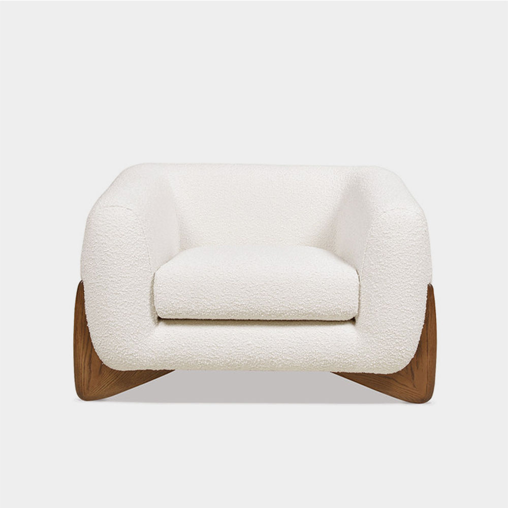 Modern Rice white Boucle Accent Chairs