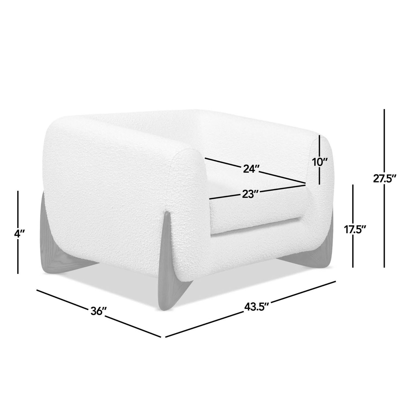 Memory Foam Rice white Boucle Accent Chairs