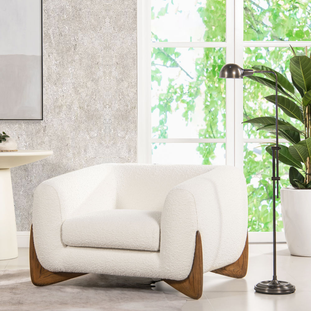Memory Foam Rice white Boucle Accent Chairs