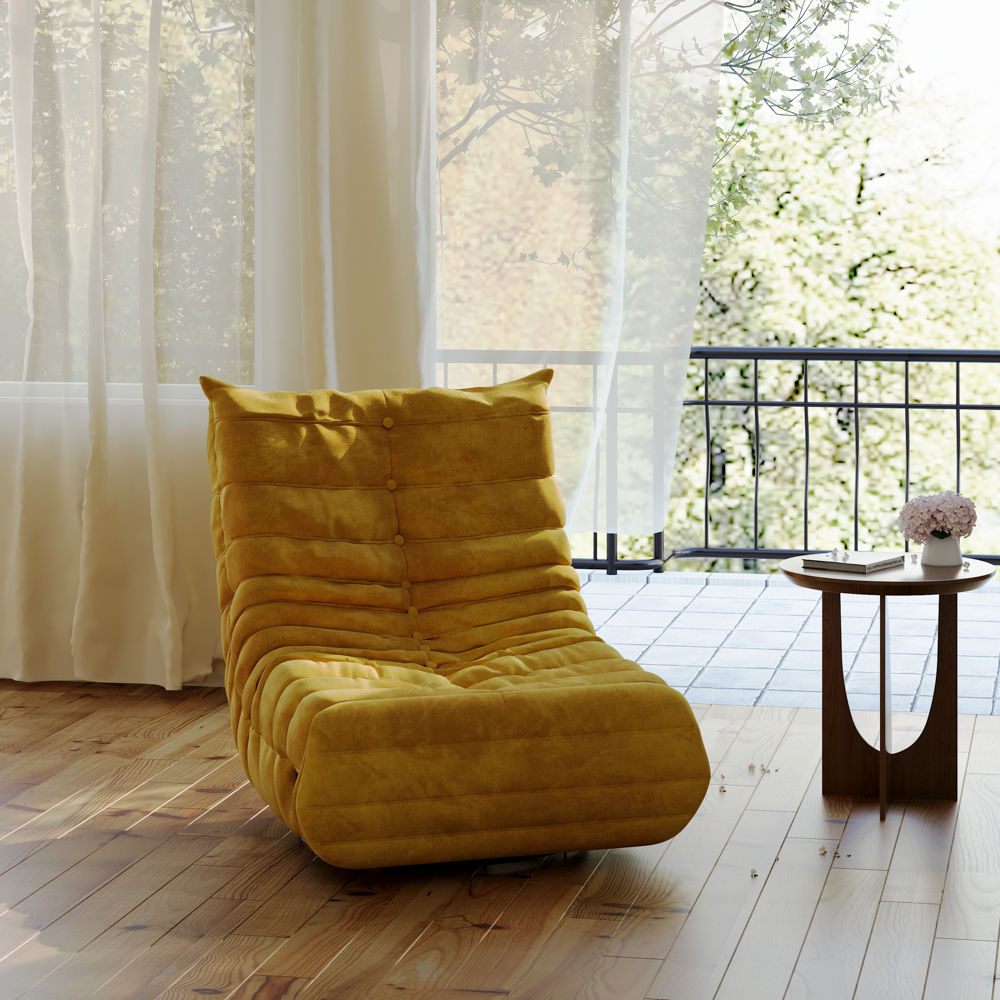 Fabric Yellow Fabric Accent Chairs