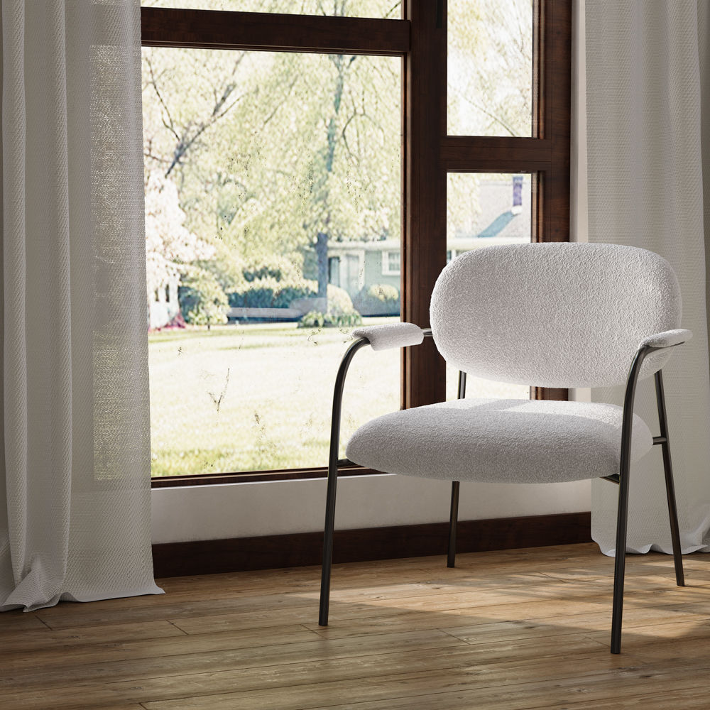 Metal Leg Beige Velvet Accent Chairs
