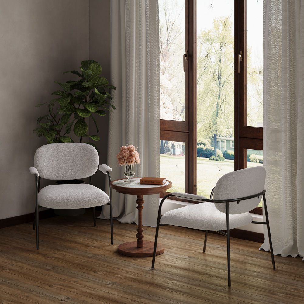 Fully Assemble Beige Velvet Accent Chairs