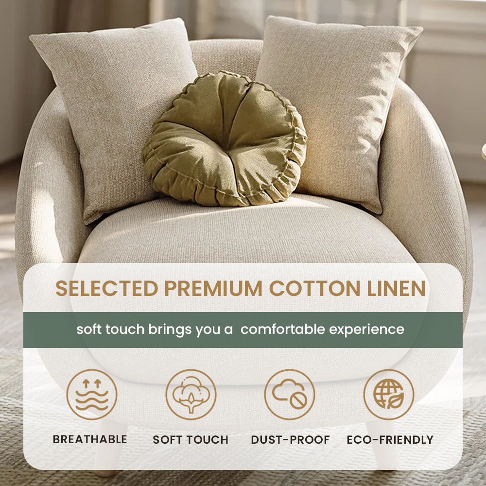 Beige Cotton Linen Accent Chairs