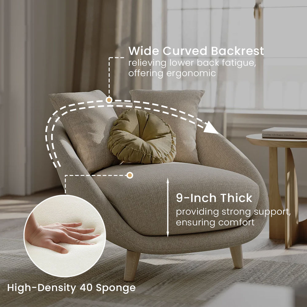 Beige Cotton Linen Accent Chairs