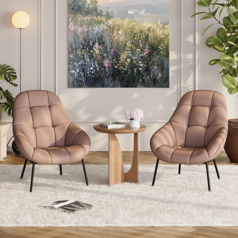 Sponge Pink PU Leather Accent Chairs