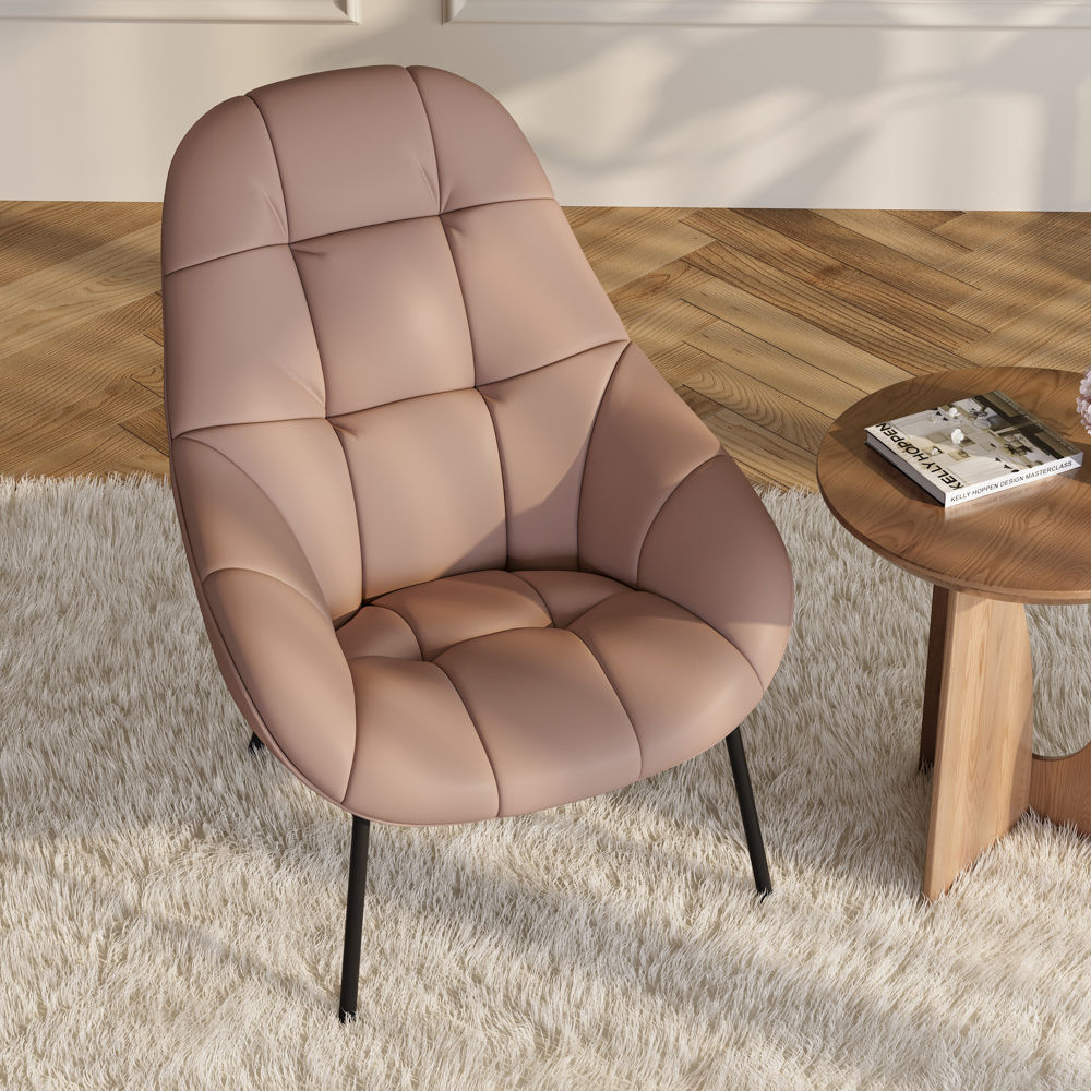 Leather Pink PU Leather Accent Chairs