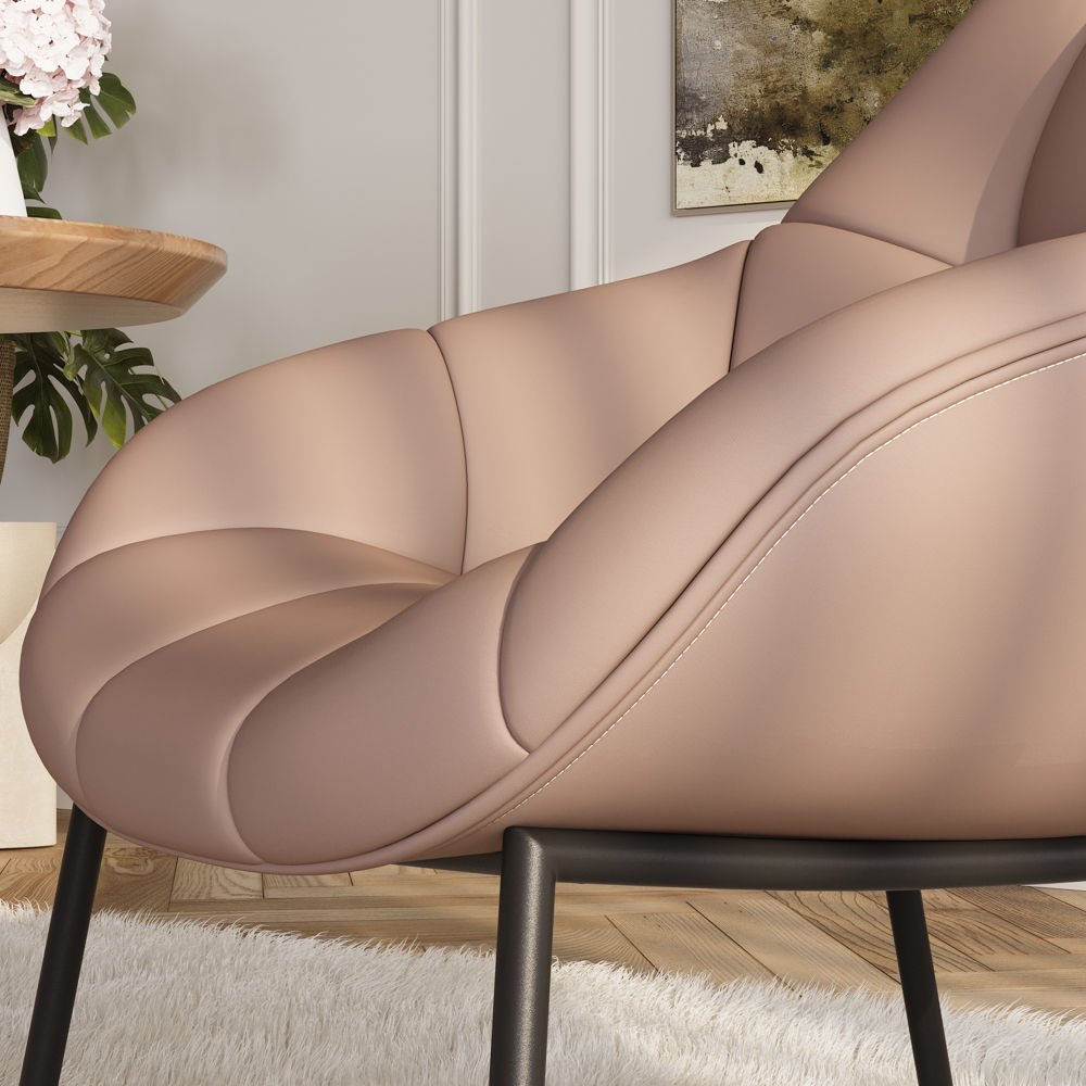 Accent Chair Pink PU Leather Accent Chairs