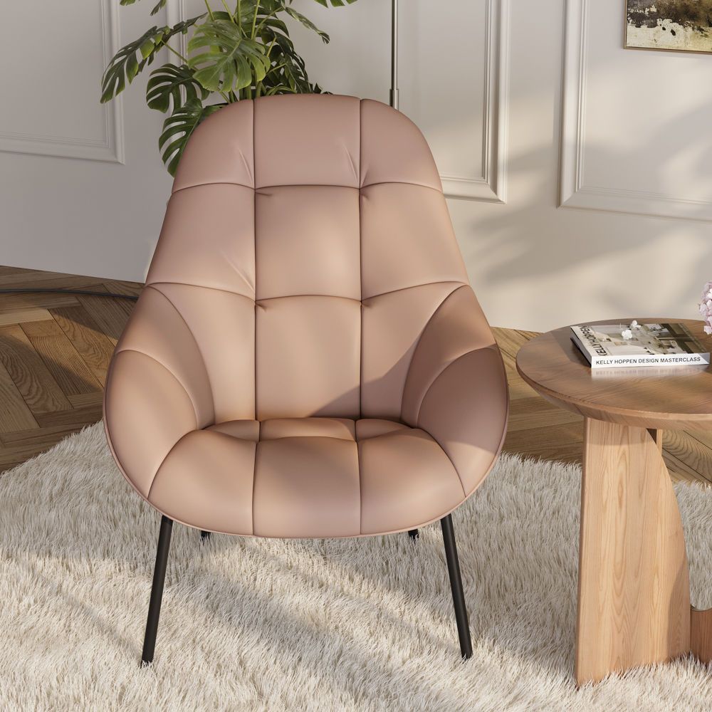 Modern Pink PU Leather Accent Chairs