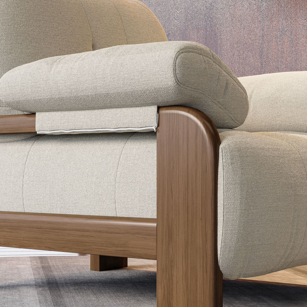 Accent Chair White & Walnut Cotton Linen Accent Chairs