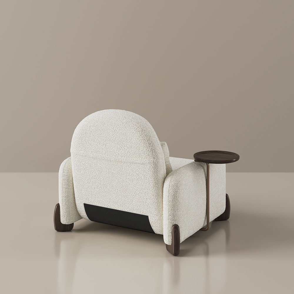 Bedroom Walnut & White Fabric Accent Chairs