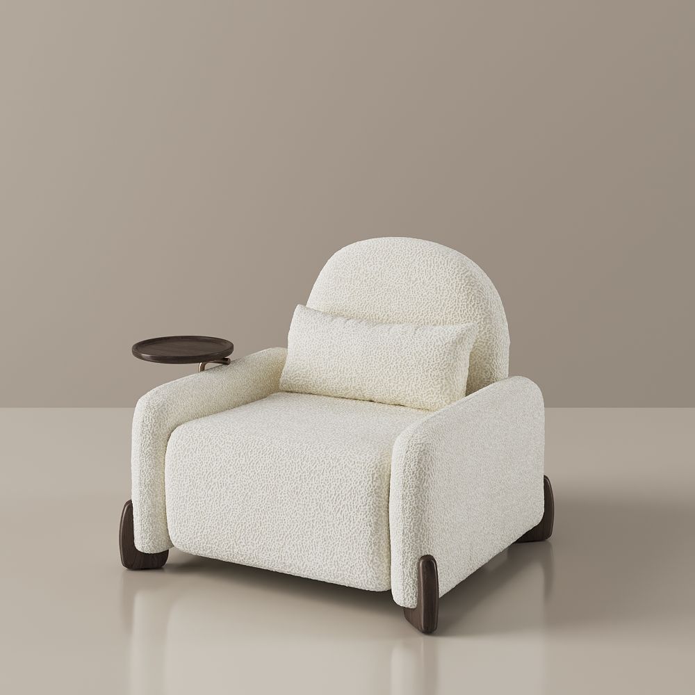 Bedroom Walnut & White Fabric Accent Chairs