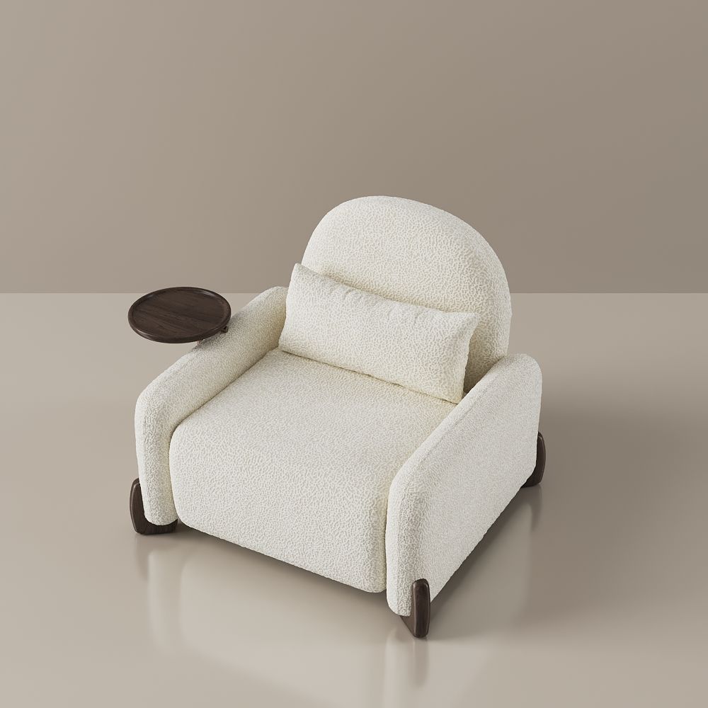 Bedroom Walnut & White Fabric Accent Chairs