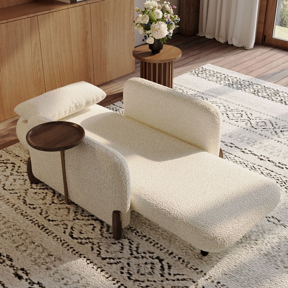 Comfortable Walnut & White Fabric Accent Chairs