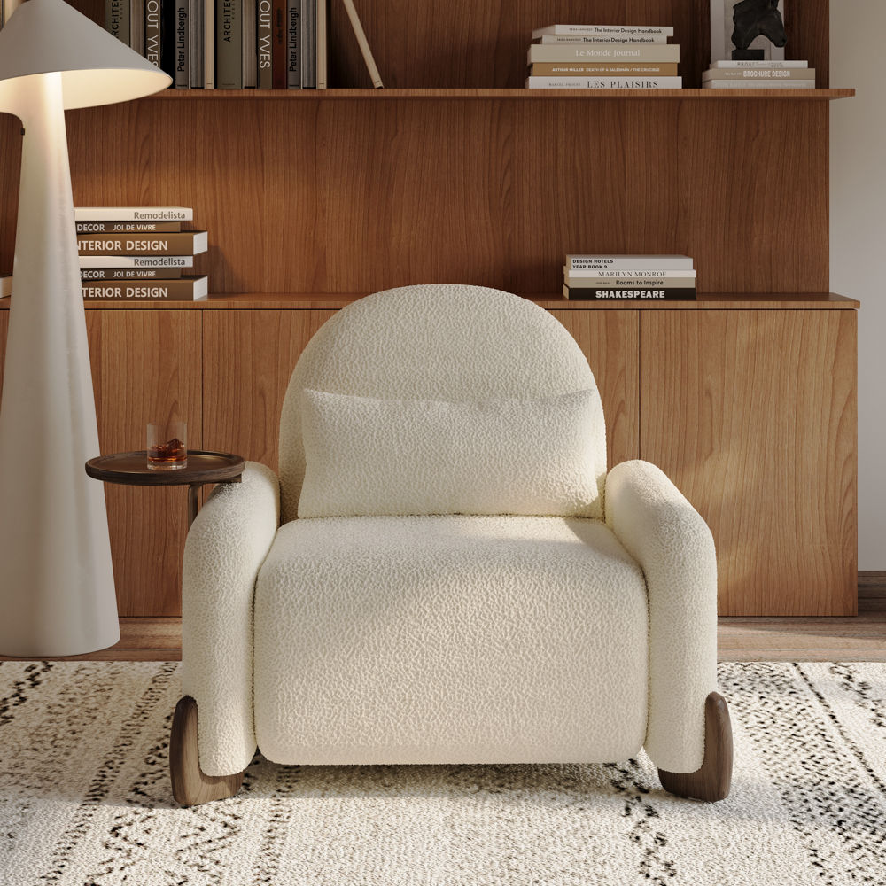 Bedroom Walnut & White Fabric Accent Chairs