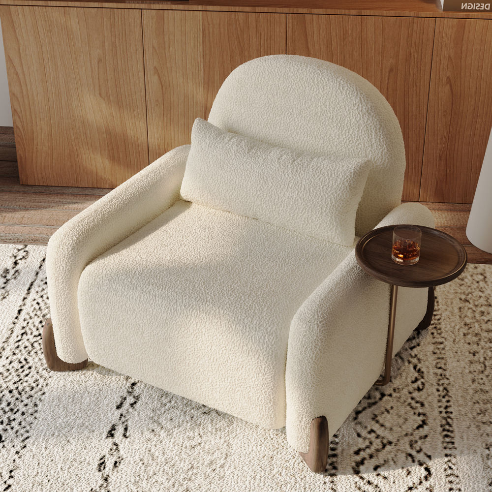 Cotton Doll Walnut & White Fabric Accent Chairs