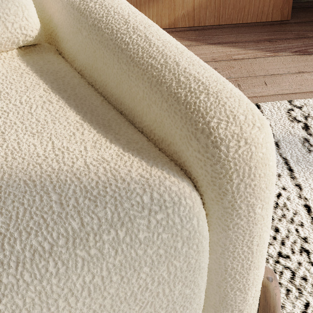 Modern Walnut & White Fabric Accent Chairs