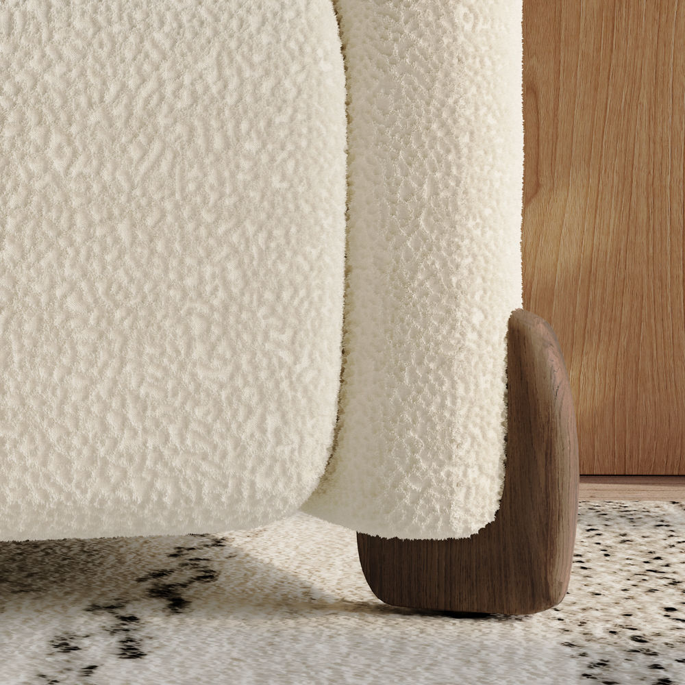Wood Leg Walnut & White Fabric Accent Chairs