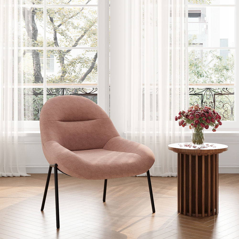 Modern Pink Chenille Accent Chairs