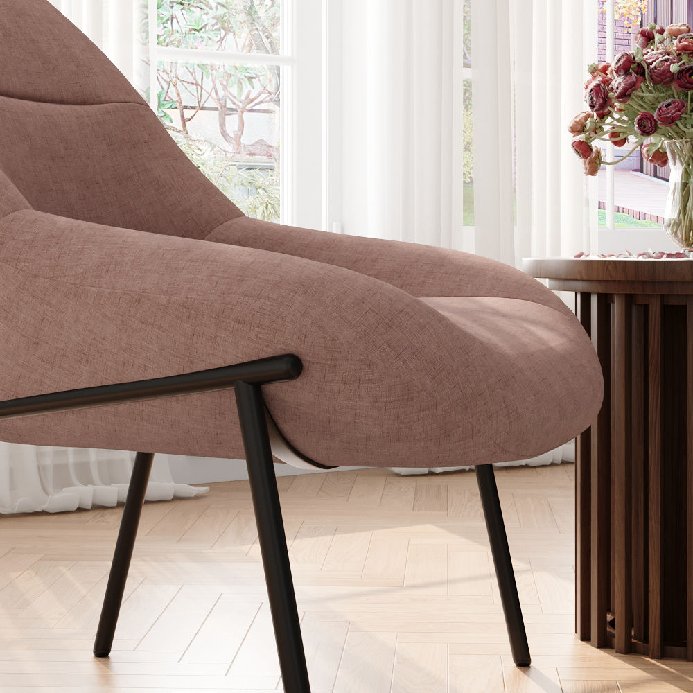 Pure Color Pink Chenille Accent Chairs