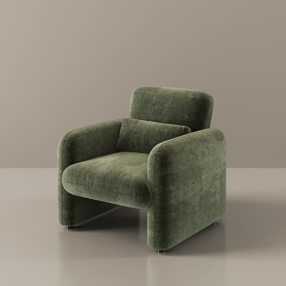 Comfortable Green Chenille Accent Chairs