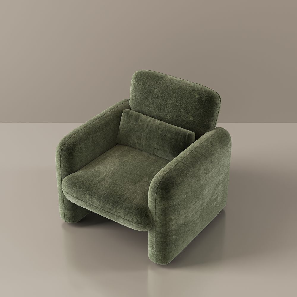 Velvet Green Chenille Accent Chairs