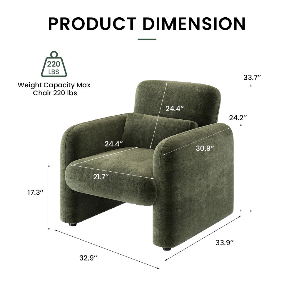 Comfortable Green Chenille Accent Chairs